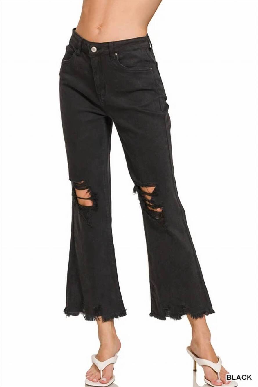 NEW ZENANA high washed distressed jean in black